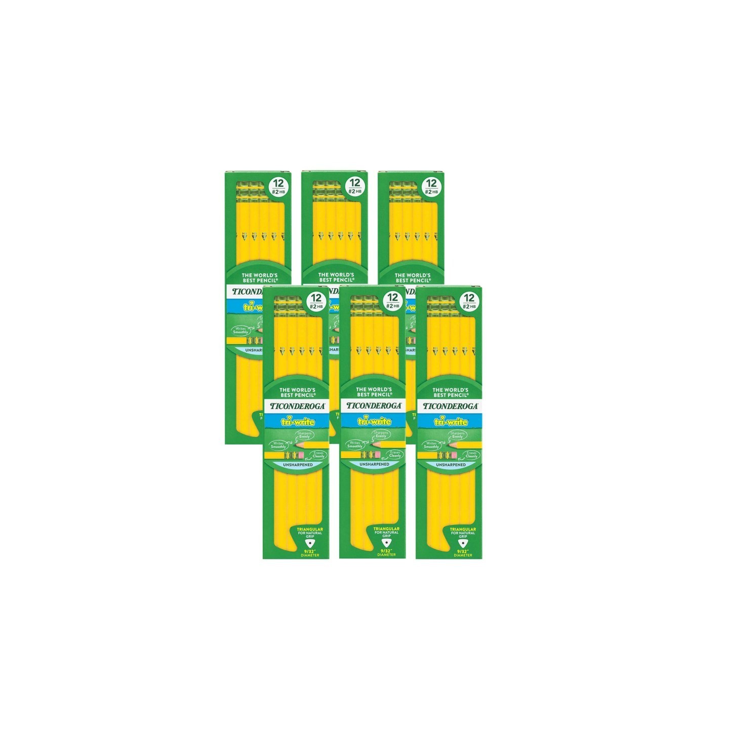 Ticonderoga® tri-write™ Pencils, 12 Per Pack, 6 Packs