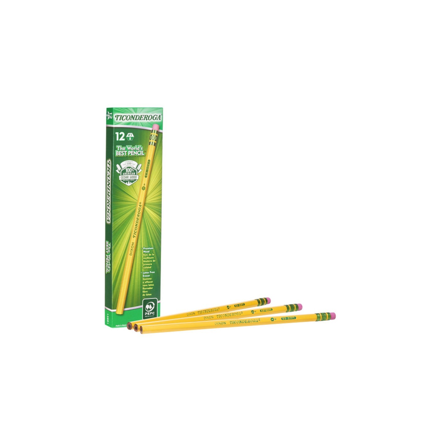 Ticonderoga® Original Ticonderoga® Pencils, No. 1 Extra Soft Yellow, Unsharpened, Box of 12