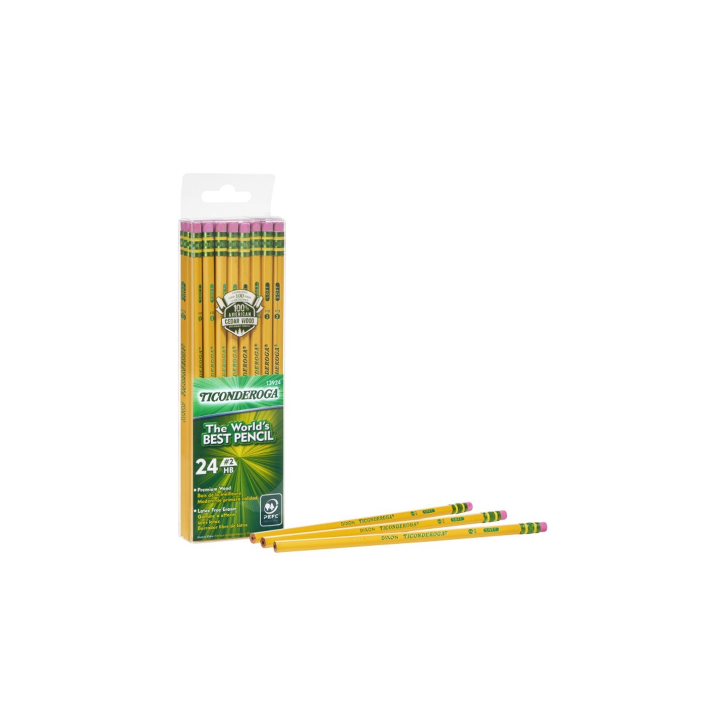 Ticonderoga® Pencils, #2 Soft, Yellow, Unsharpened, Pack of 24