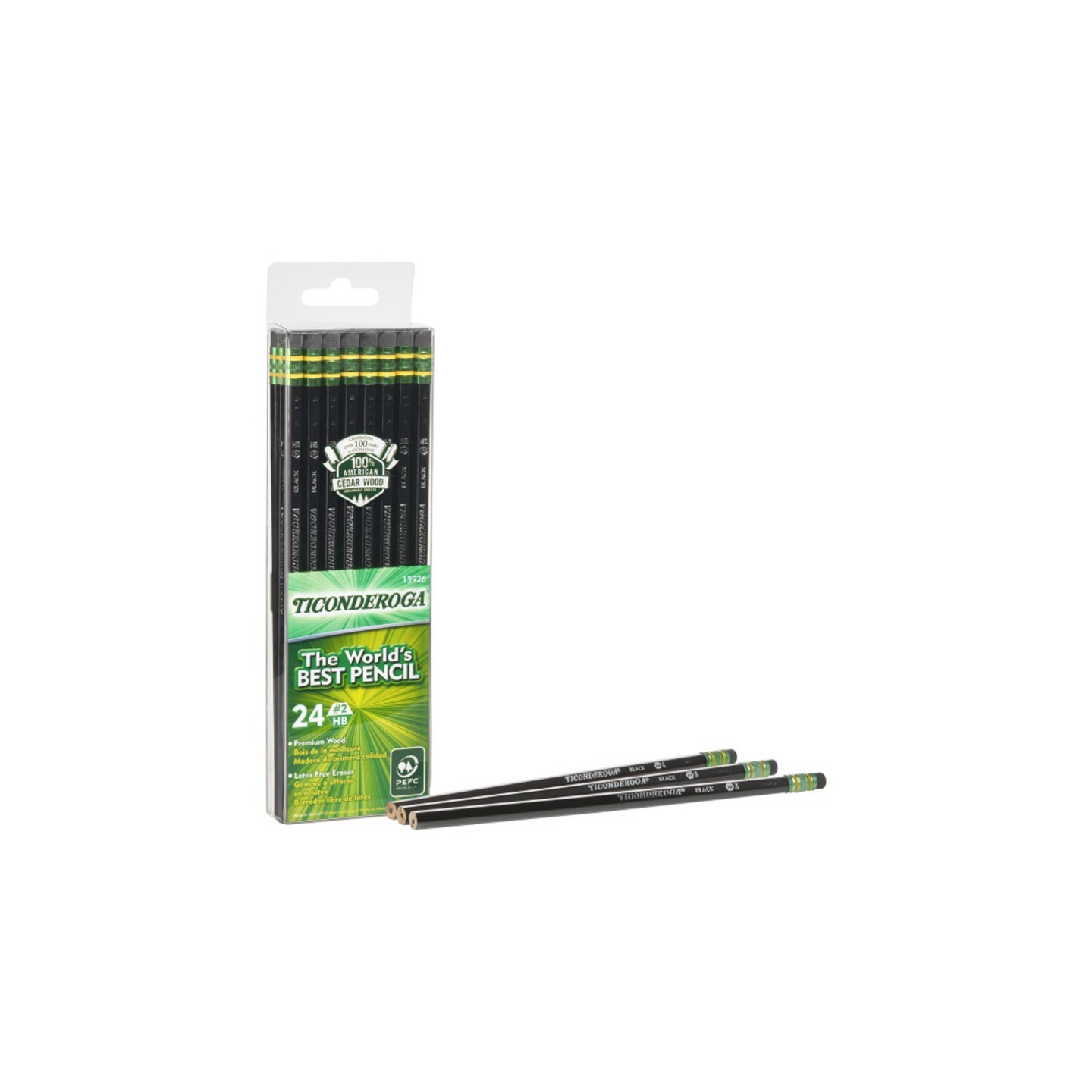 Ticonderoga® Pencils, #2 Soft, Black, Unsharpened, Pack of 24
