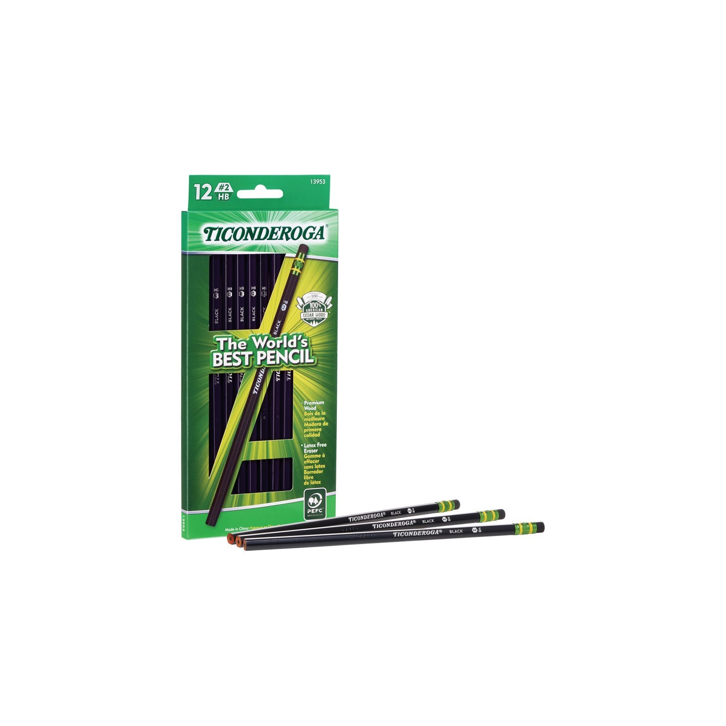 Ticonderoga® Wood-Cased Pencils, Black, 12 Count