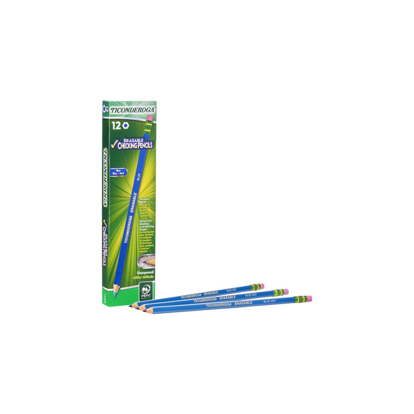 Ticonderoga® Erasable Colored Pencils™, Blue, Pack of 12
