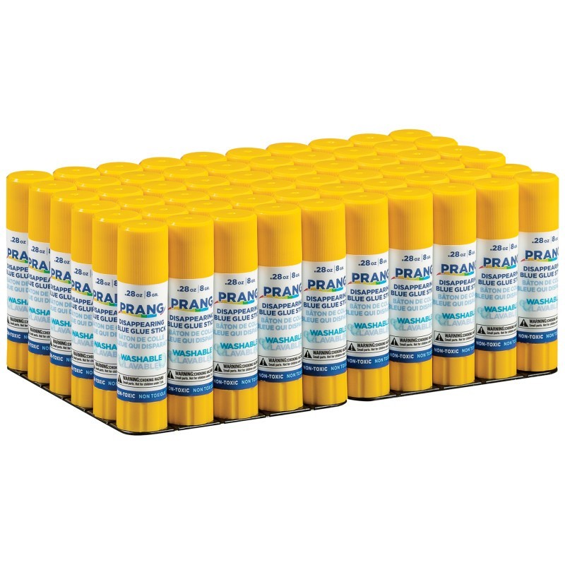 Prang® Disappearing Blue Glue Sticks, Washable, .28oz, 60 Count