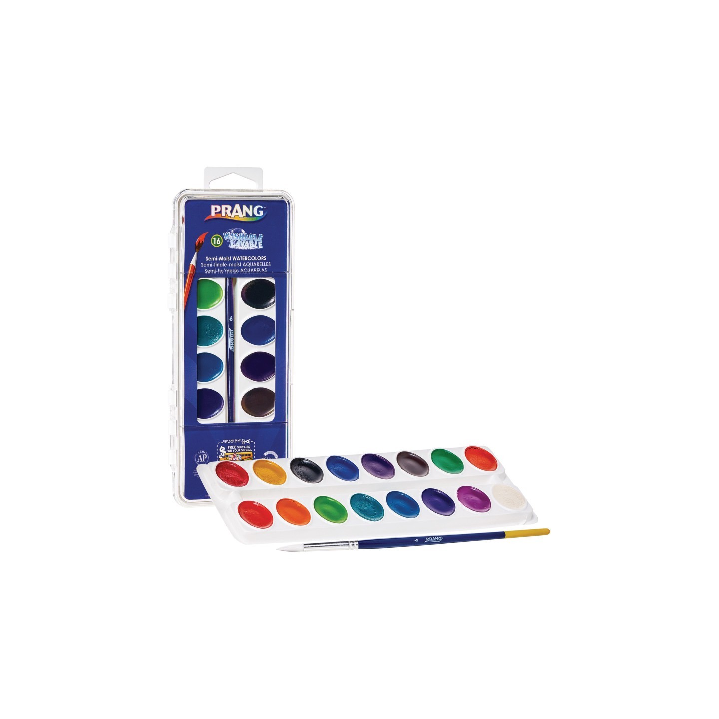 Prang® Semi-Moist Washable Watercolor Set, 16 Assorted Colors