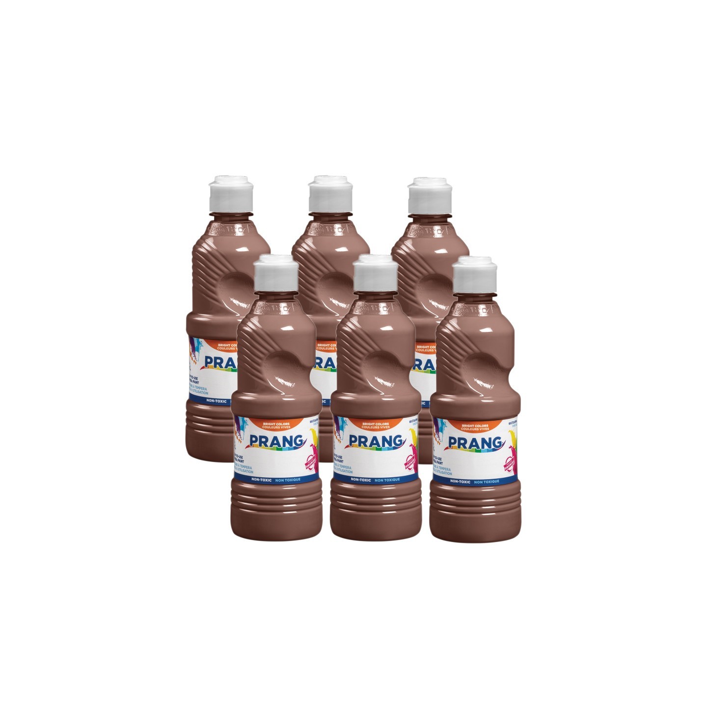 Prang® Ready-to-Use Tempera Paint, Brown, 16 oz, Pack of 6