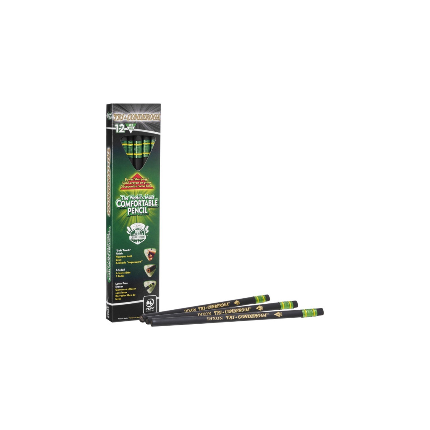 Ticonderoga® Tri-Conderoga™ 3-Sided Pencils with Sharpener, Pack of 12