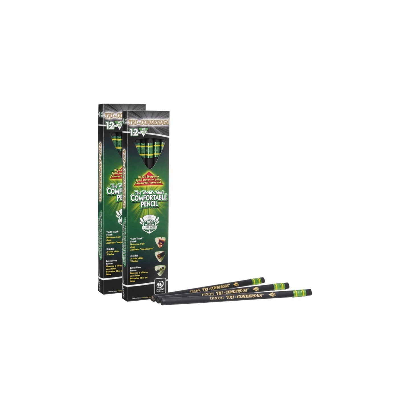 Ticonderoga® Tri-Conderoga™ 3-Sided Pencils with Sharpener, 12 Per Pack, 2 Packs