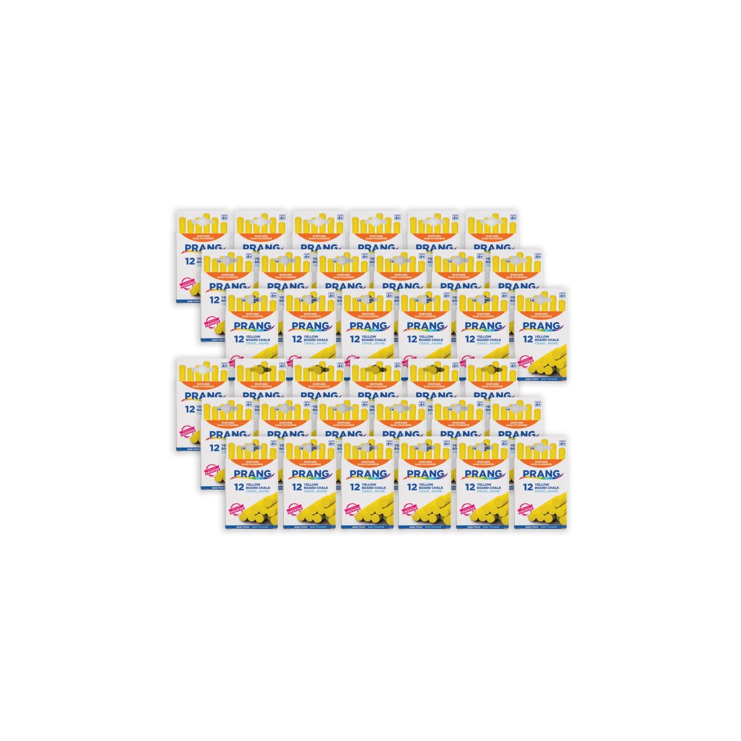 Prang® Hygieia® Dustless Board Chalk, Yellow, 12 Per Pack, 36 Packs