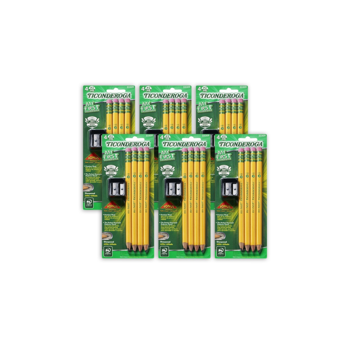 Ticonderoga® My First Pencils, Sharpened, 4 Per Pack, 6 Packs