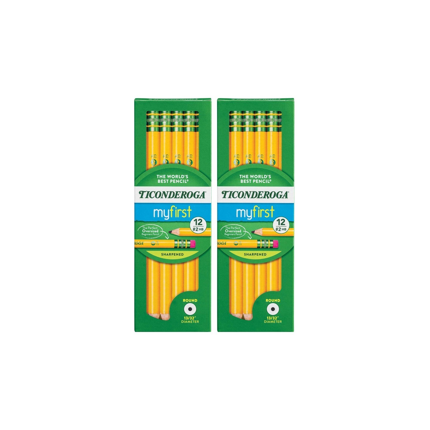 Ticonderoga® My First® Primary Size No. 2 Pencils with Eraser, 12 Per Box, 2 Boxes