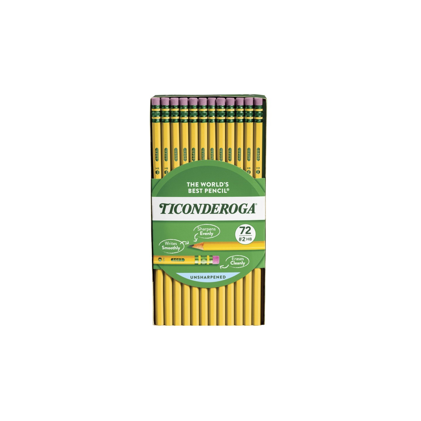 Ticonderoga® Original Ticonderoga® Pencils, No. 2 Soft, Unsharpened, Box of 72