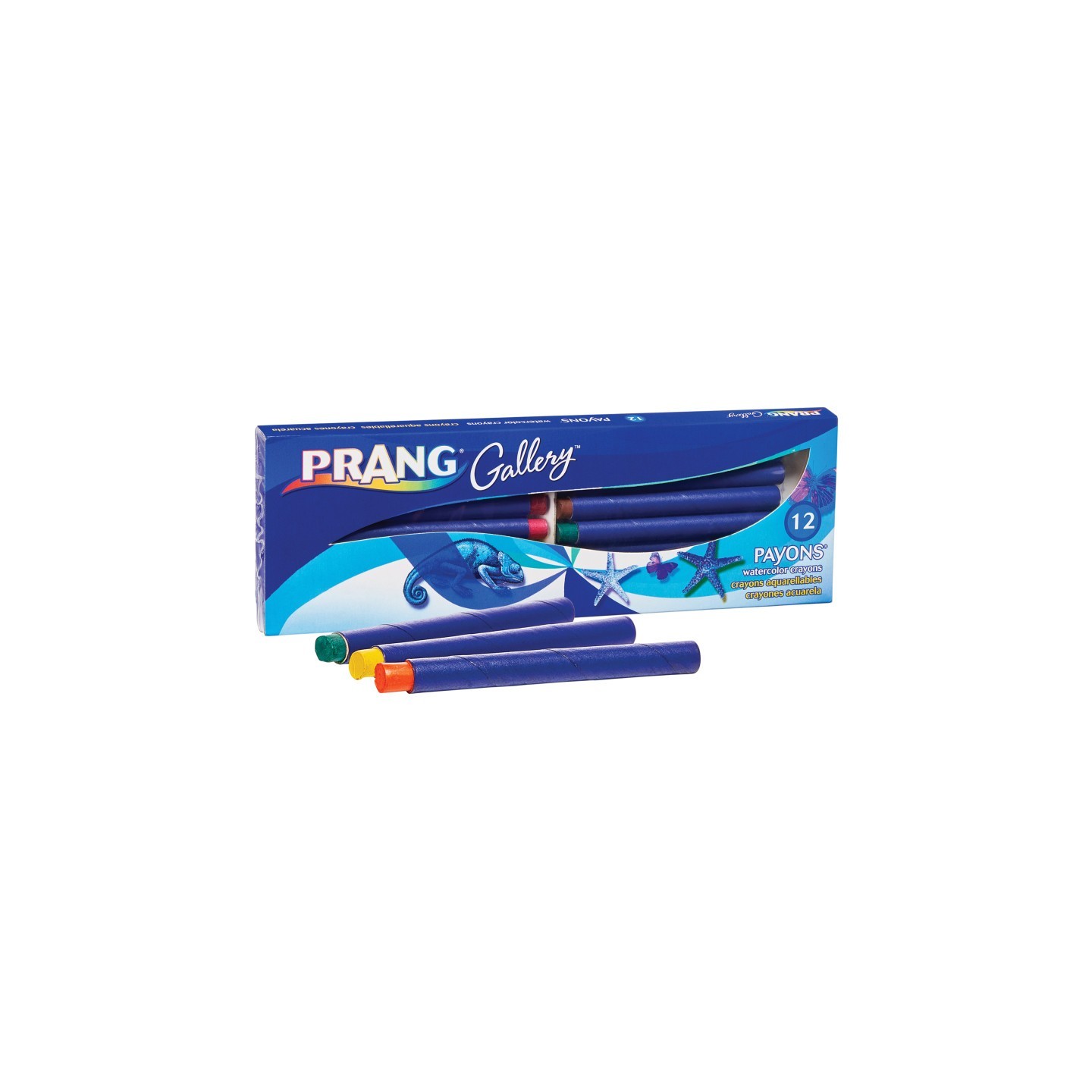 Prang® Payons® Watercolor Crayons, With Brush, Assorted Colors, Set of 12