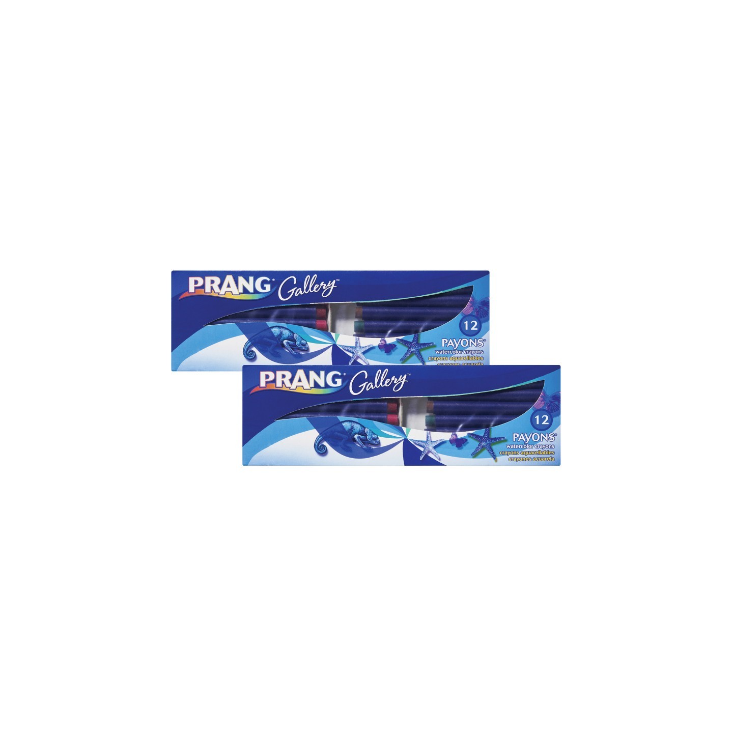 Prang® Payons® Watercolor Crayons, With Brush, Assorted Colors, 12 Per Set, 2 Sets