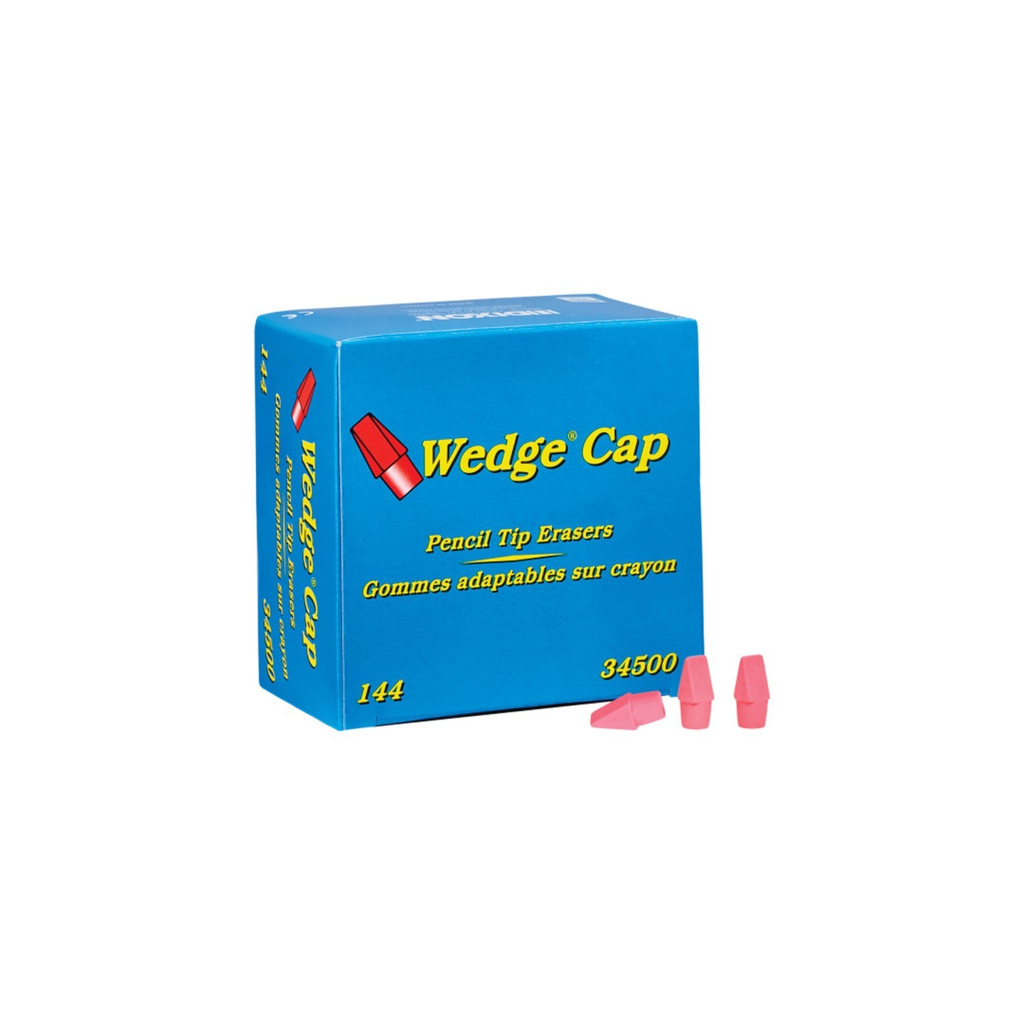 Dixon® Wedge Pencil Cap Erasers, Pink, Pack of 144