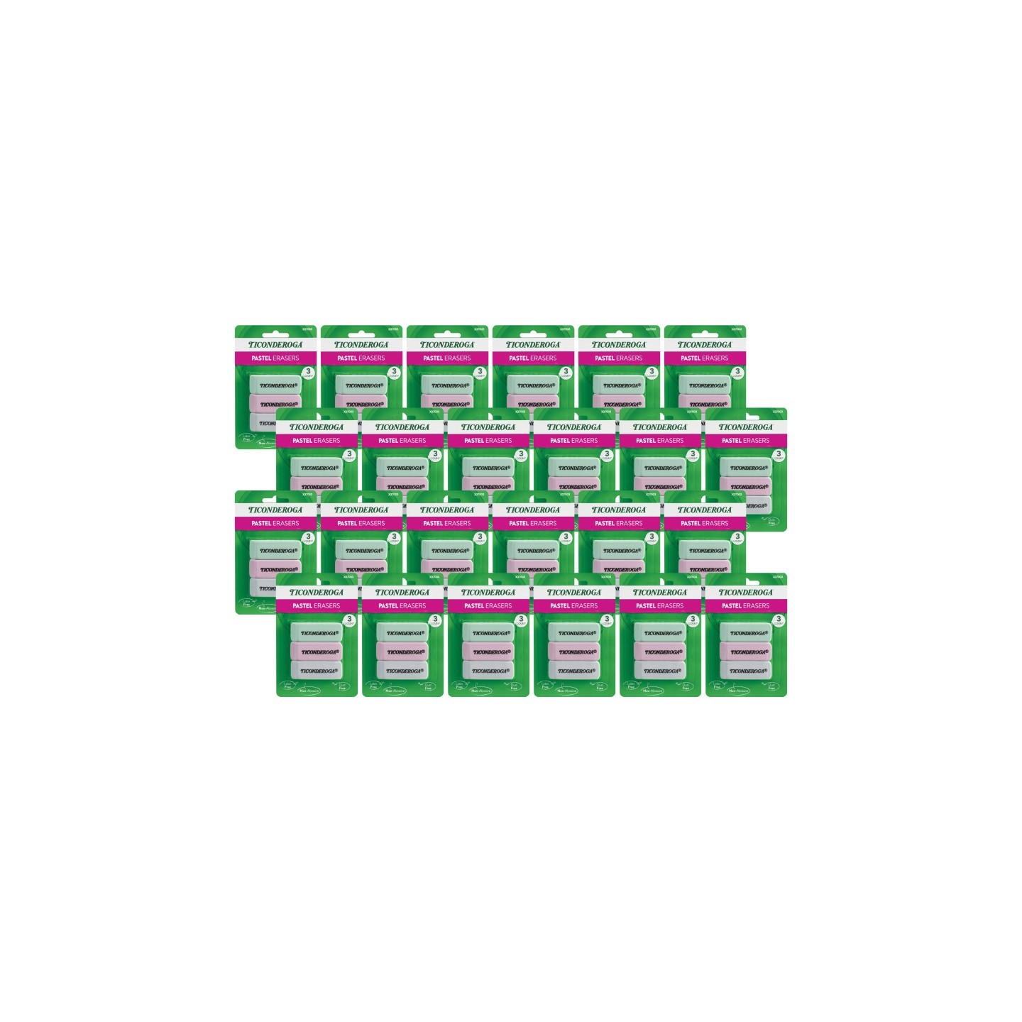 Ticonderoga® Pastel Wedge Eraser, 3 Per Pack, 24 Packs