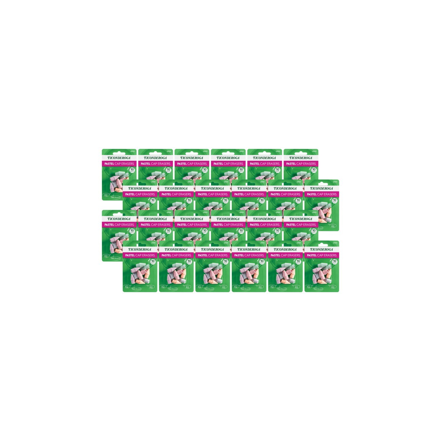 Ticonderoga® Pastel Cap Eraser, 10 Per Pack, 24 Packs
