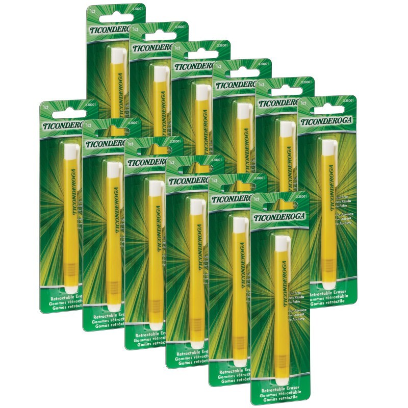 Ticonderoga® Retractable White Eraser, Pack of 12