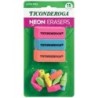 Dixon® Eraser Combo Set, Neon, 3 Beveled, 12 Wedge Cap