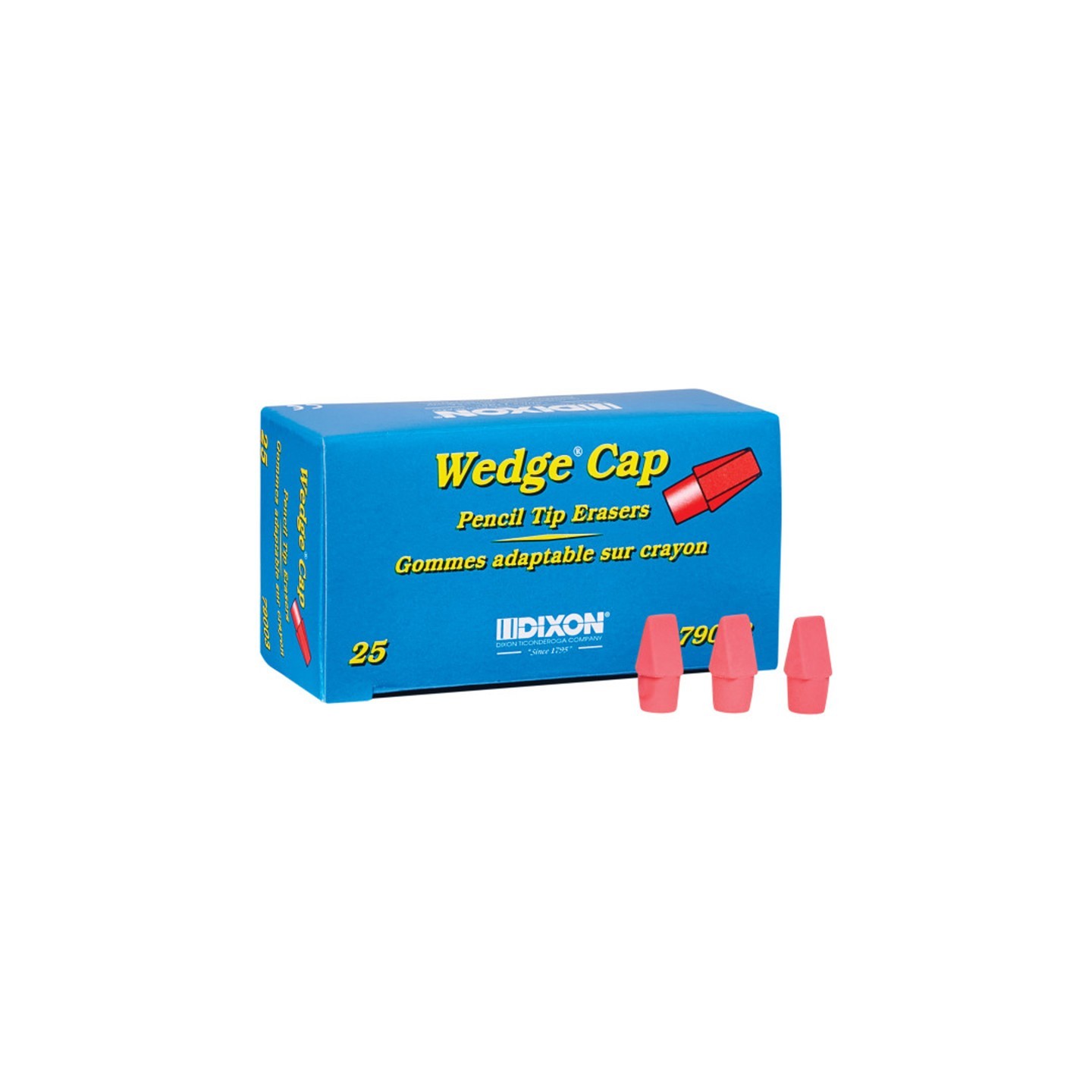 Dixon® Wedge Pencil Cap Erasers, Pink, Pack of 25