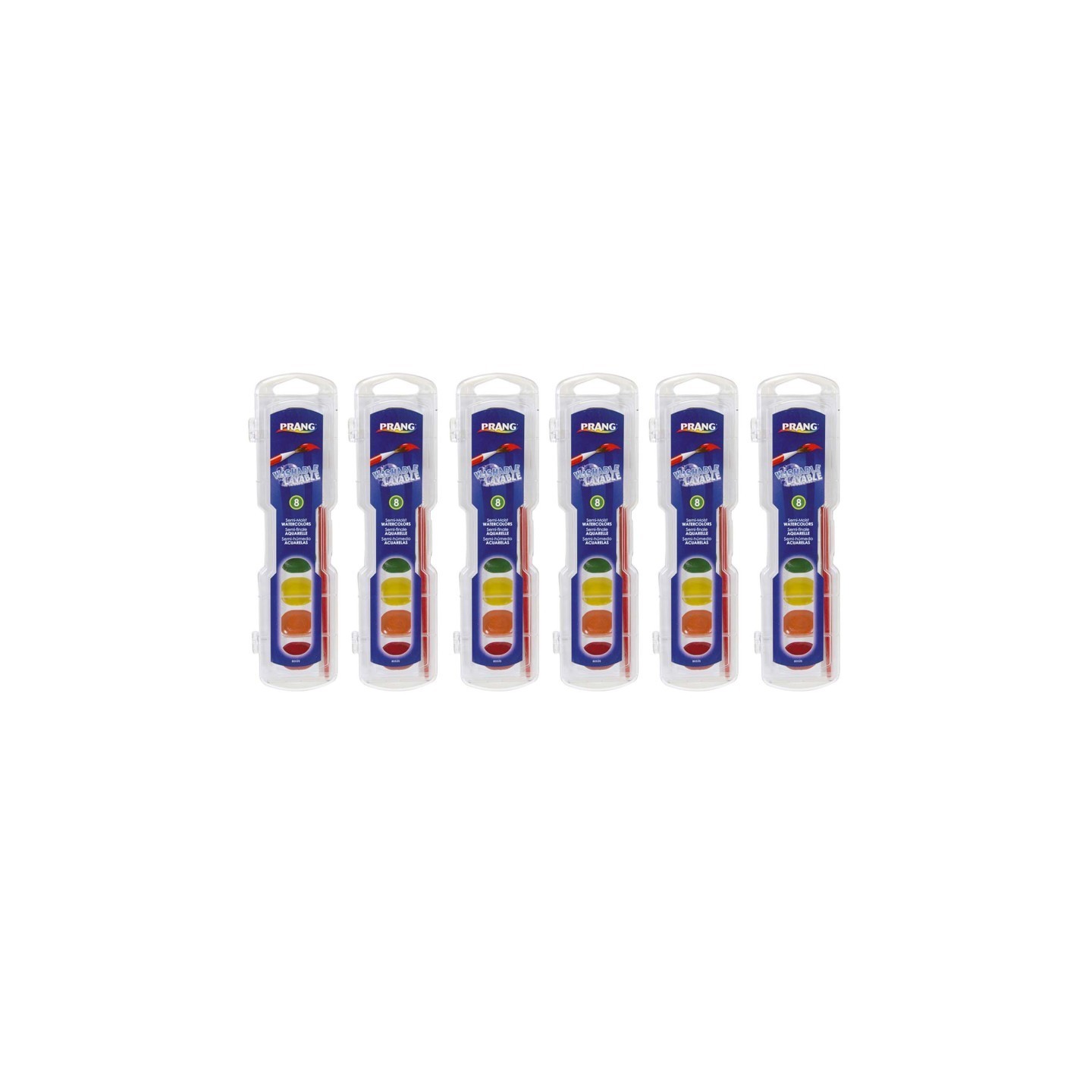 Prang® Semi-Moist Washable Watercolor Set, 8 Colors Per Set, 6 Sets