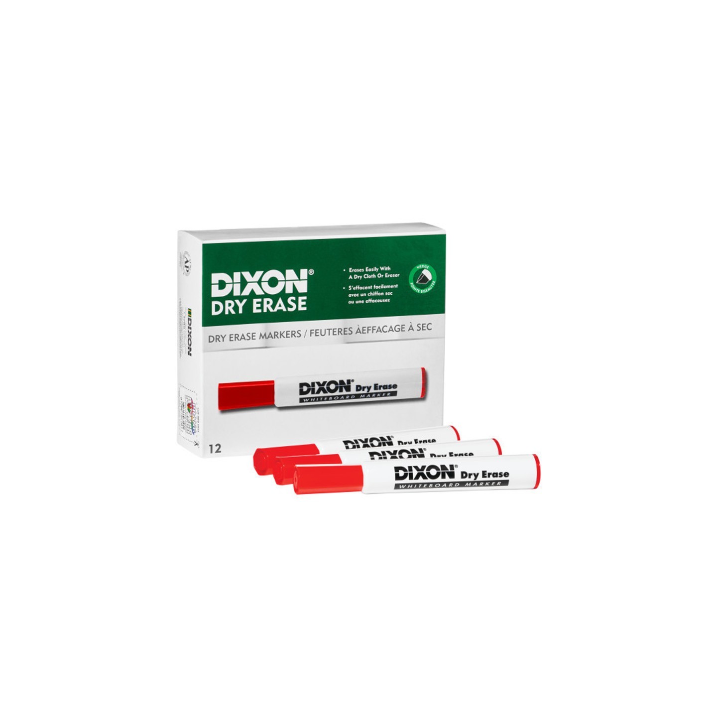 Dixon® Dry Erase Markers Wedge Tip, Red, Pack of 12