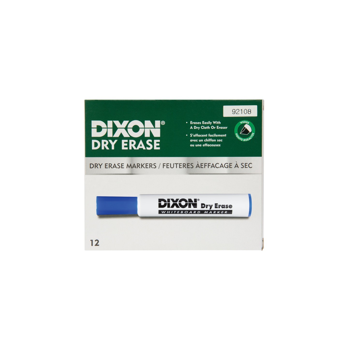 Dixon® Dry Erase Markers Wedge Tip, Blue, Pack of 12