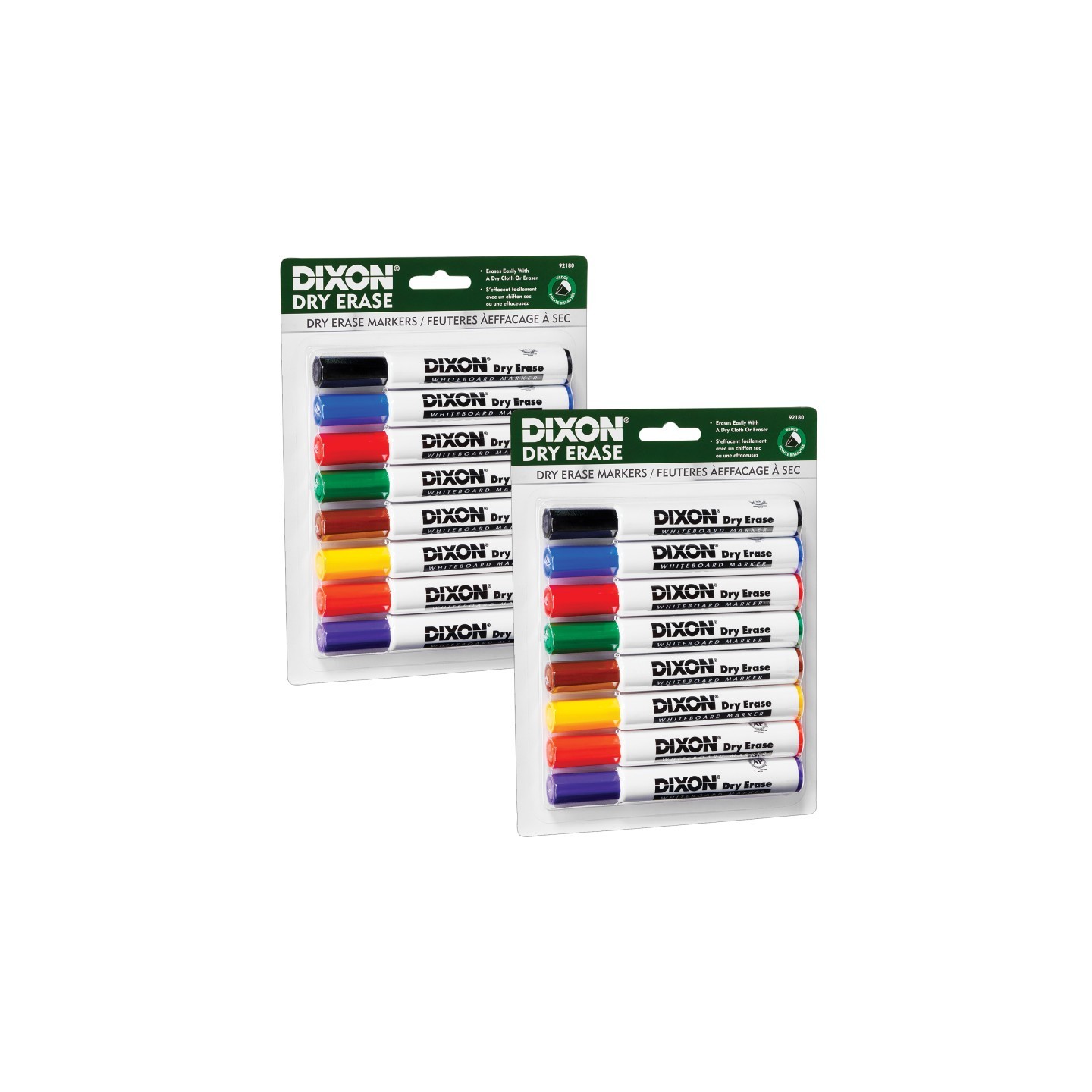 Dixon® Dry Erase Markers Wedge Tip, 8 Colors Per Set, 2 Sets