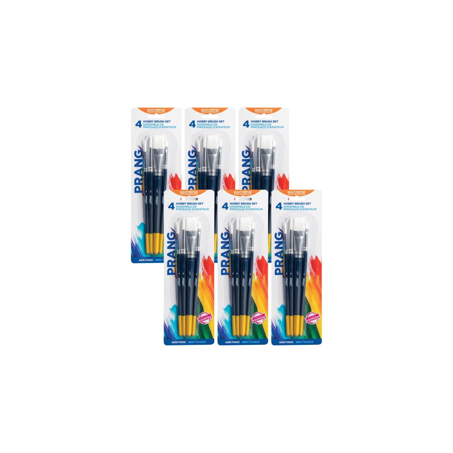 Prang® Hobby Paint Brush Set, Assorted Sizes, 4 Per Set, 6 Sets