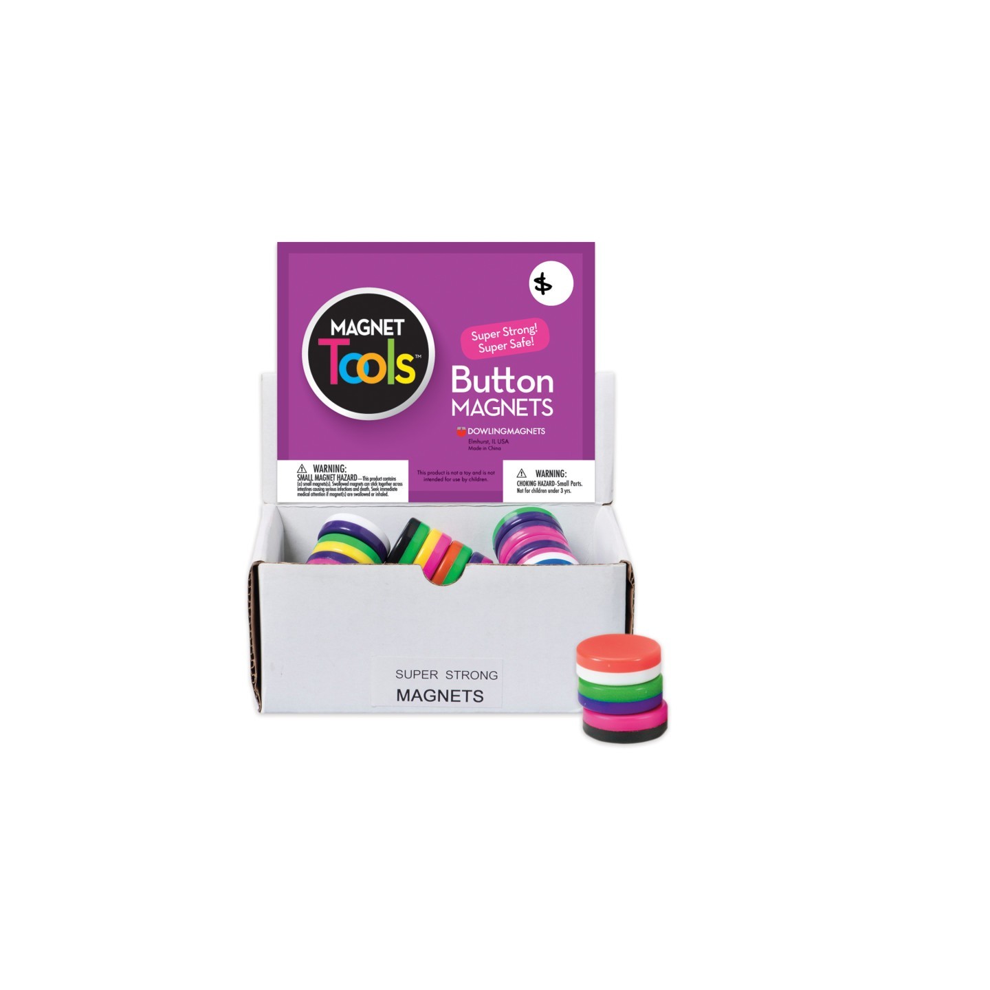 Dowling Magnets® Button Magnet Display, Pack of 40