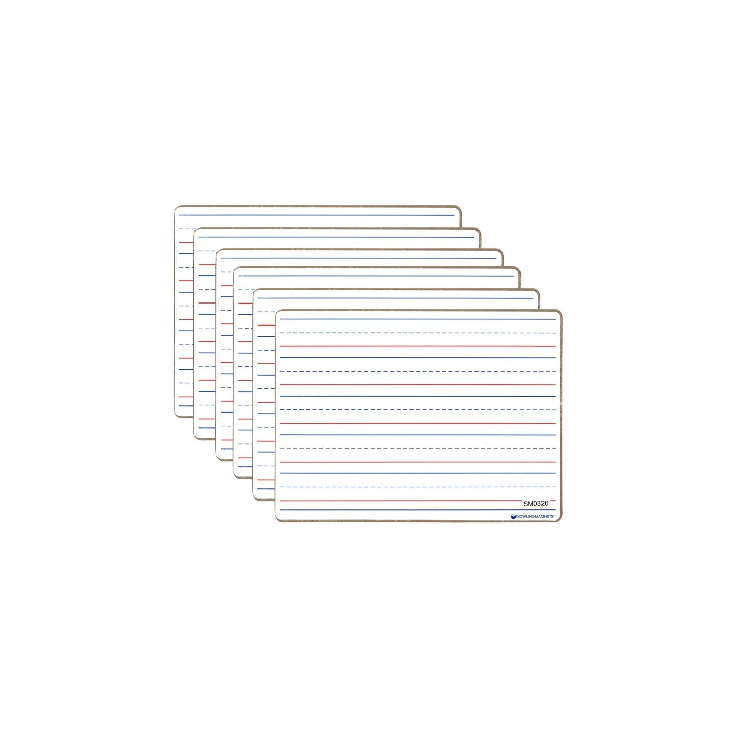 Dowling Magnets® Double-sided Magnetic Dry-Erase Board, Line-Ruled/Blank, Pack of 6