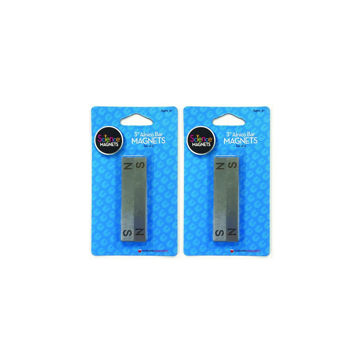 Dowling Magnets® Alnico Bar Magnets, 3", N/S Stamped, 2 Per Pack, 2 Packs