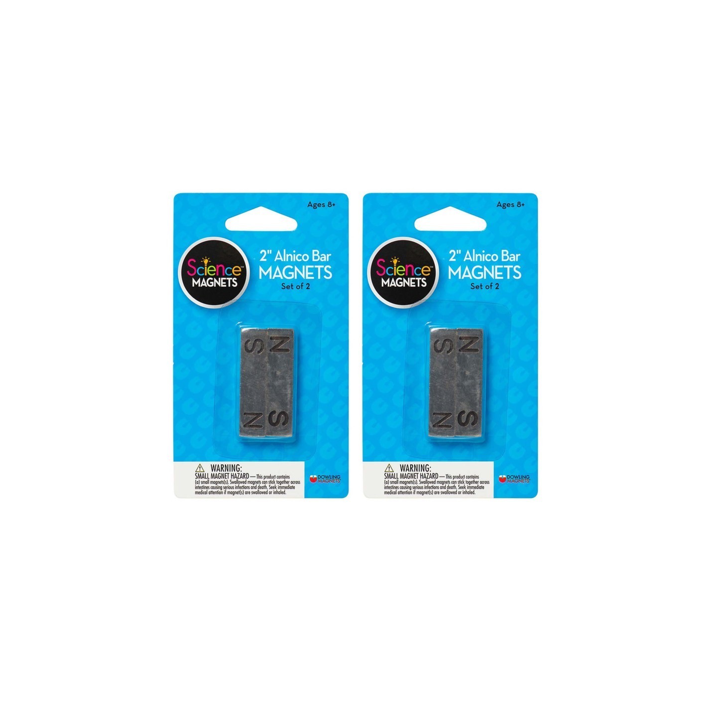 Dowling Magnets® Alnico Bar Magnets, 2", N/S Stamped, Pack of 2, 2 Packs