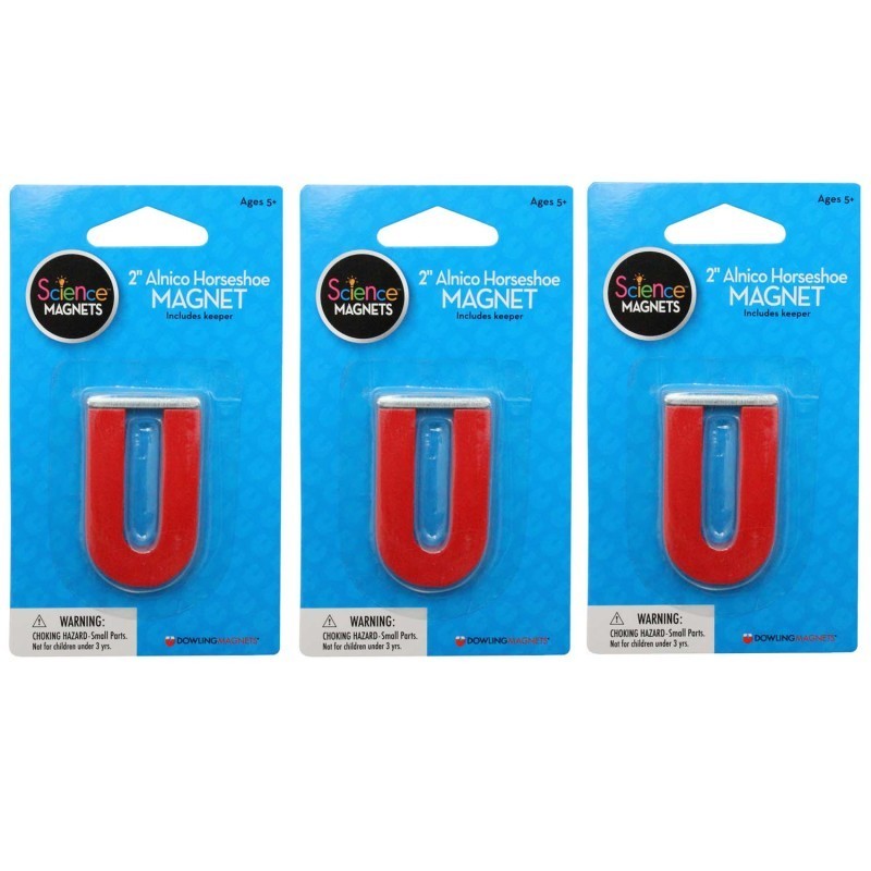 Dowling Magnets® 2" Alnico Horseshoe Magnet, Pack of 3