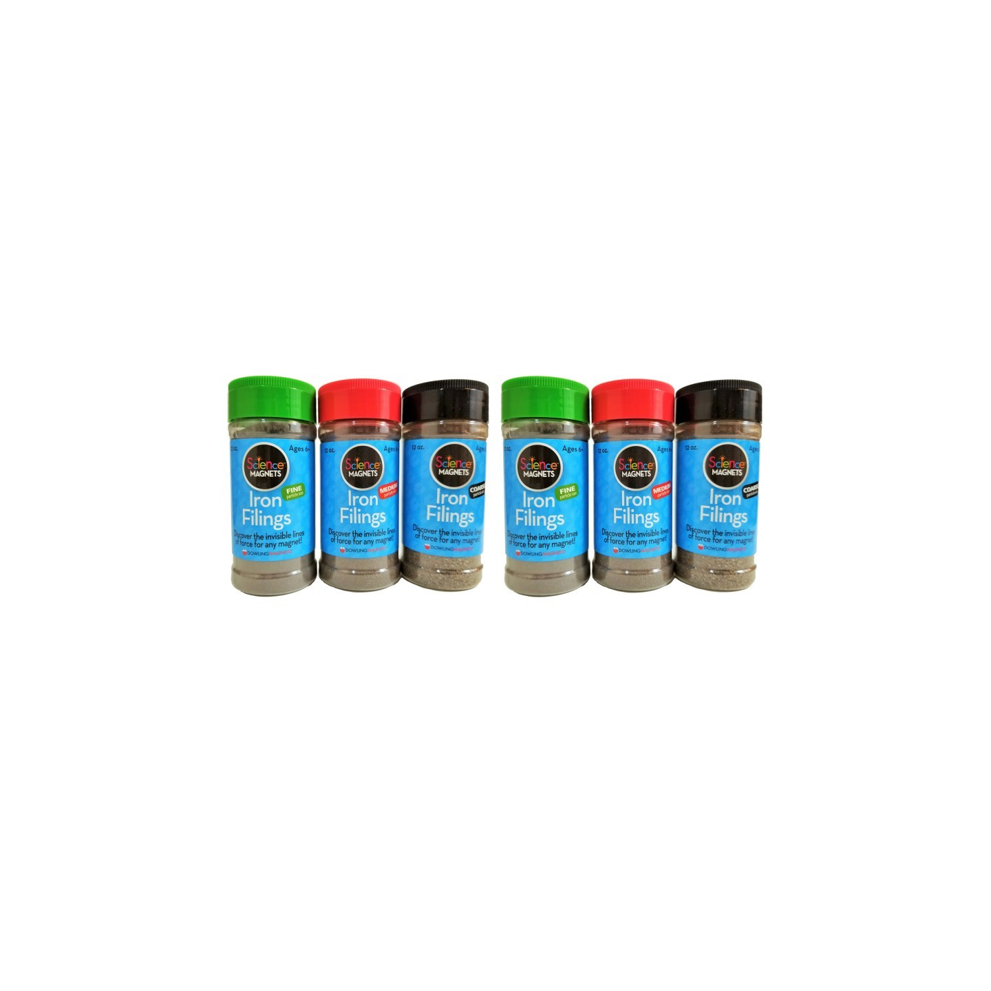 Dowling Magnets® Two Iron Filings Variety Packs, 6 Jars Total
