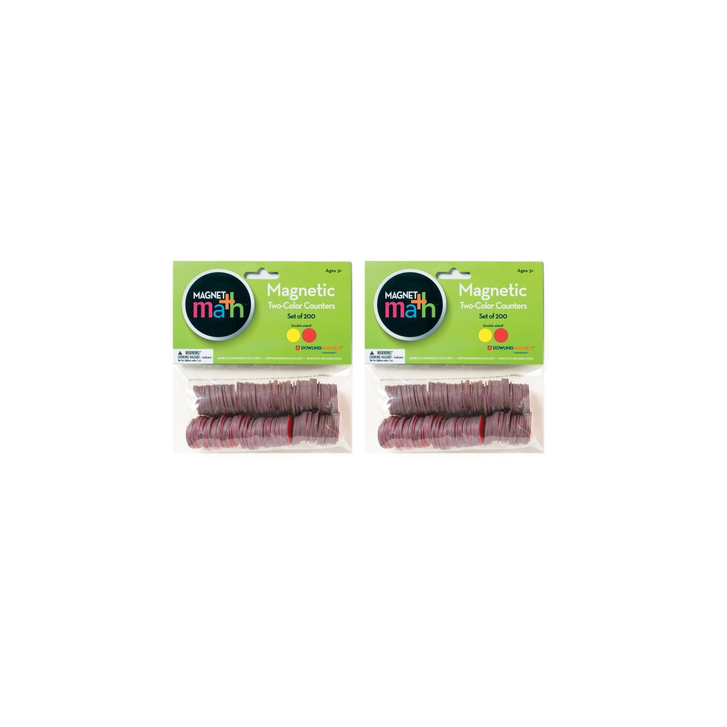 Dowling Magnets® Magnetic Two-Color Counters, 200 Per Pack, 2 Packs