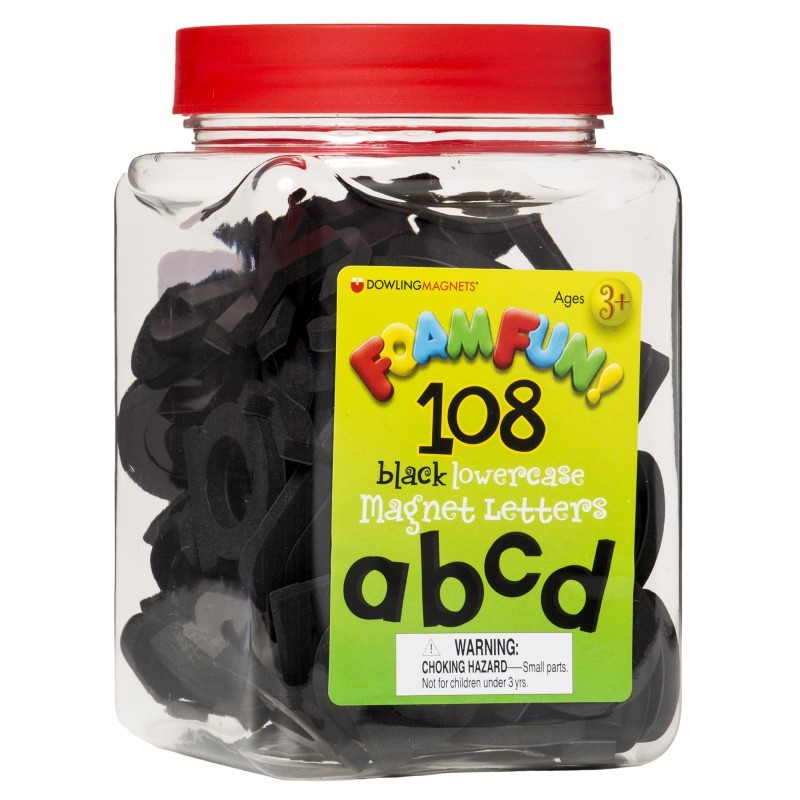 Dowling Magnets® Foam Fun!™ Lowercase Black Magnetic Letters, 108 Pieces