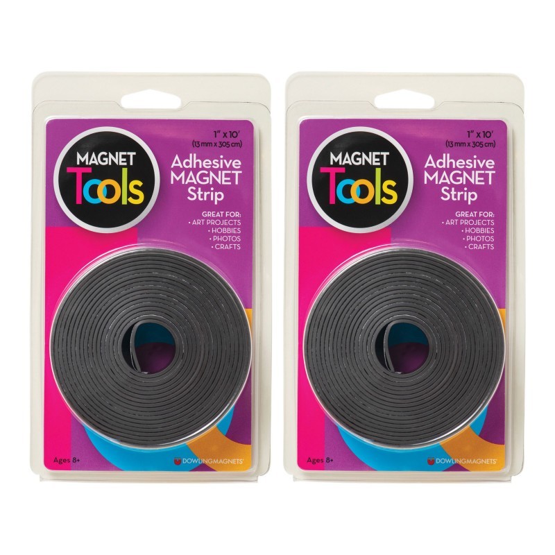 Dowling Magnets® Adhesive Magnet Strip, 1" x 10' Roll, Pack of 2