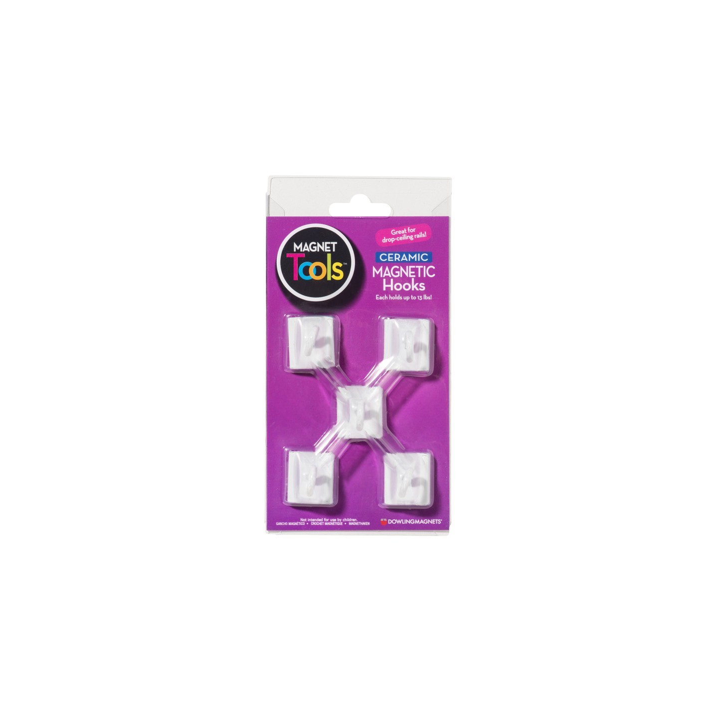 Dowling Magnets® Ceramic Ceiling Hooks, Pack of 5