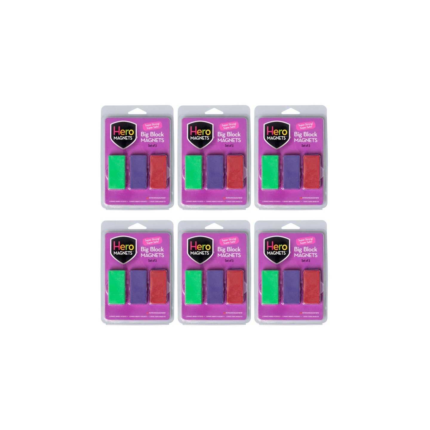 Dowling Magnets® Hero Magnets: Big Block Magnets, 3 Per Pack, 6 Packs