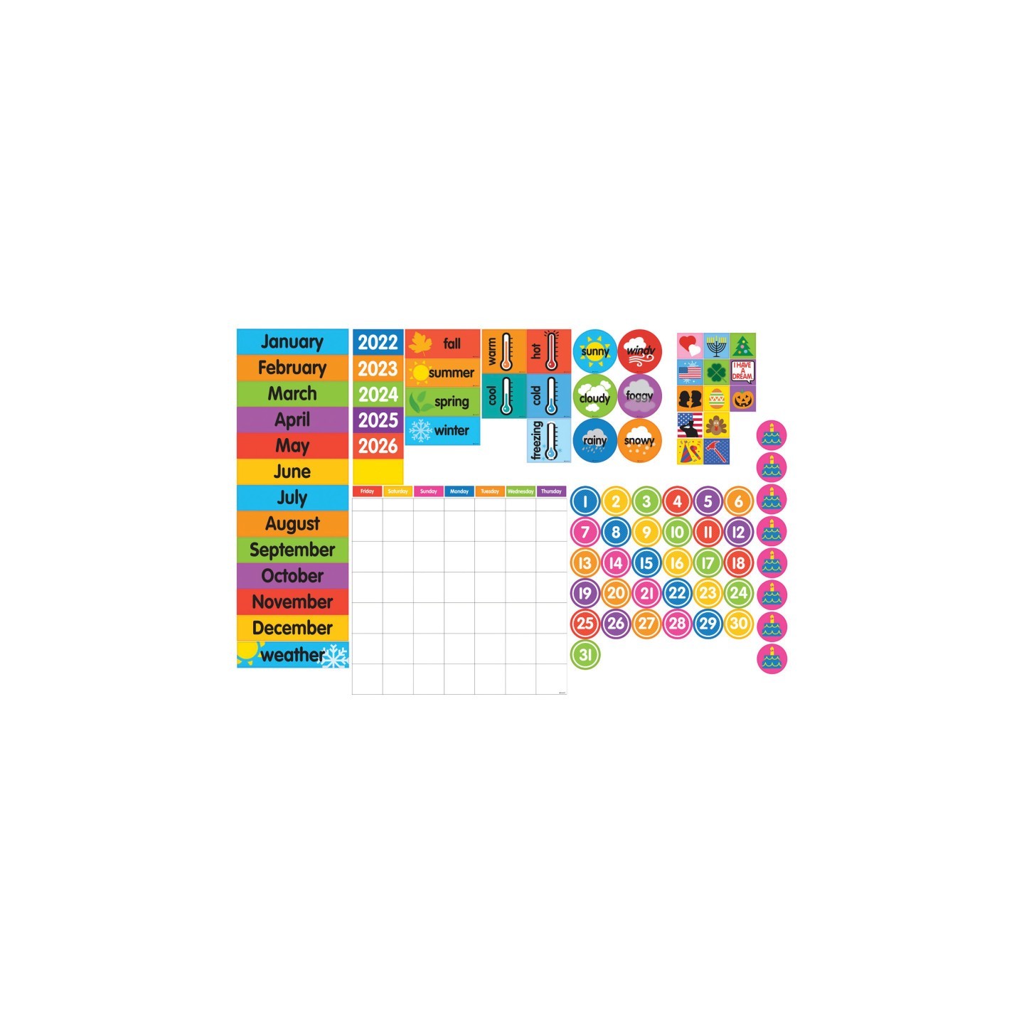 Dowling Magnets® Giant Magnetic Calendar Set, 94 Pieces
