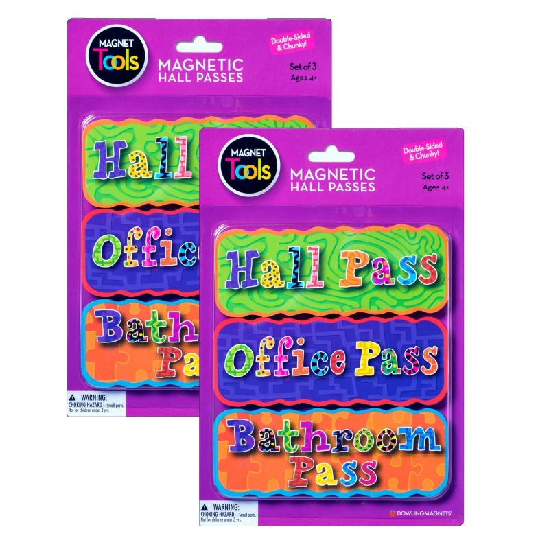 Dowling Magnets® Magnetic Hall Passes, 3 Per Set, 2 Sets