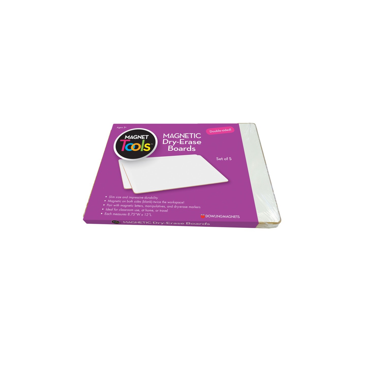 Dowling Magnets® Magnetic Dry Erase Boards, Double-Sided Blank/Blank, Set of 5