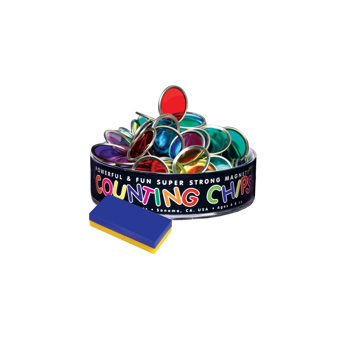 Dowling Magnets® Block Magnet with 75 Counting Chips