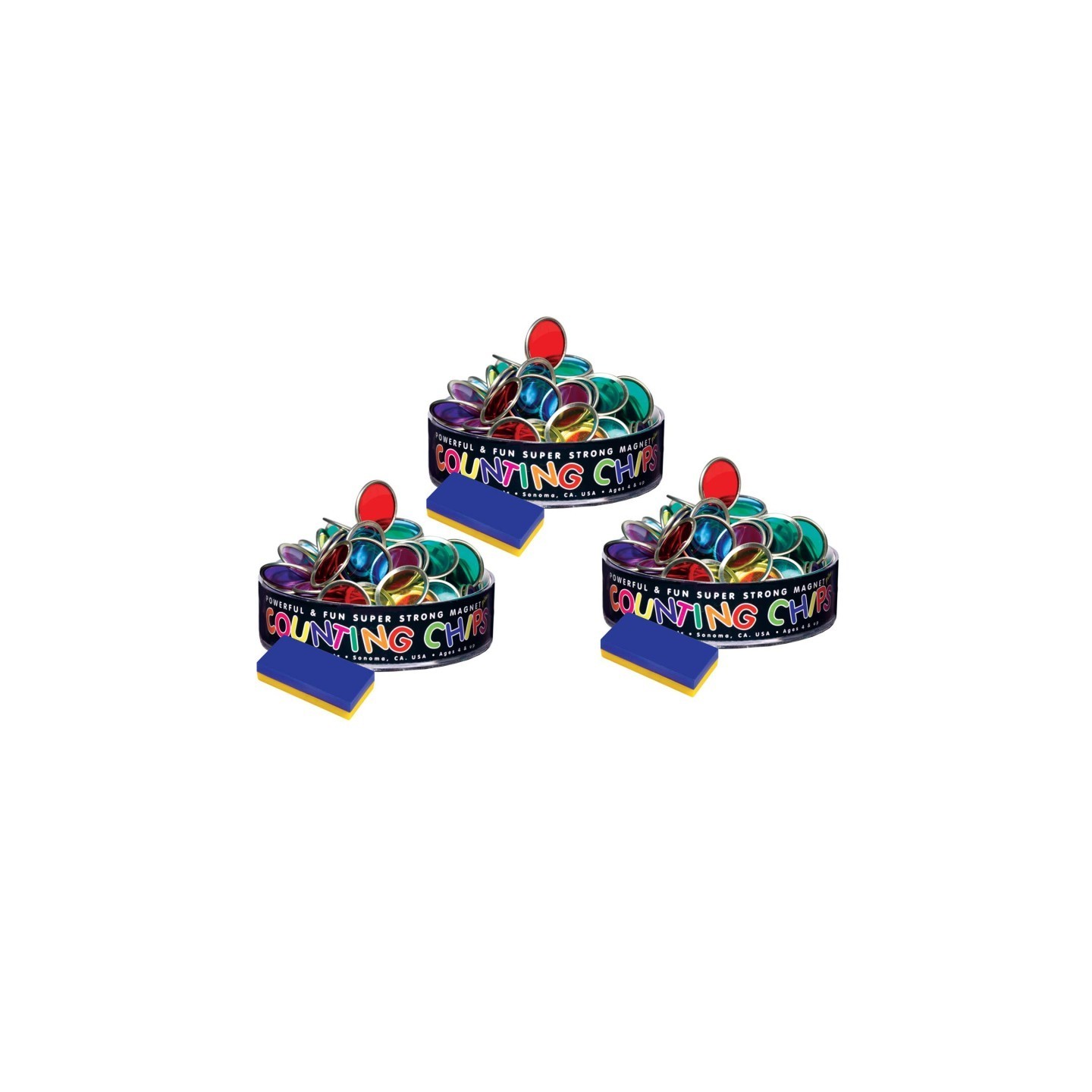 Dowling Magnets® 75 Counting Chips With Block Magnet, 3 Packs