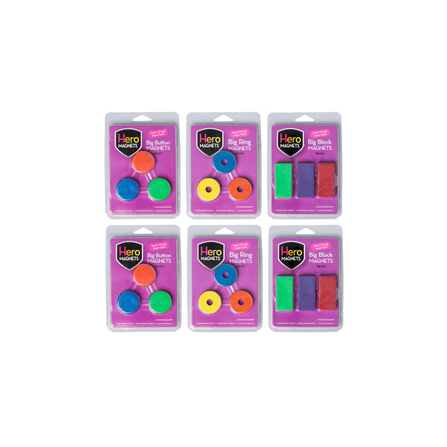 Dowling Magnets® Hero Magnets Bundle: Button, Blocks & Rings, 18 Pieces