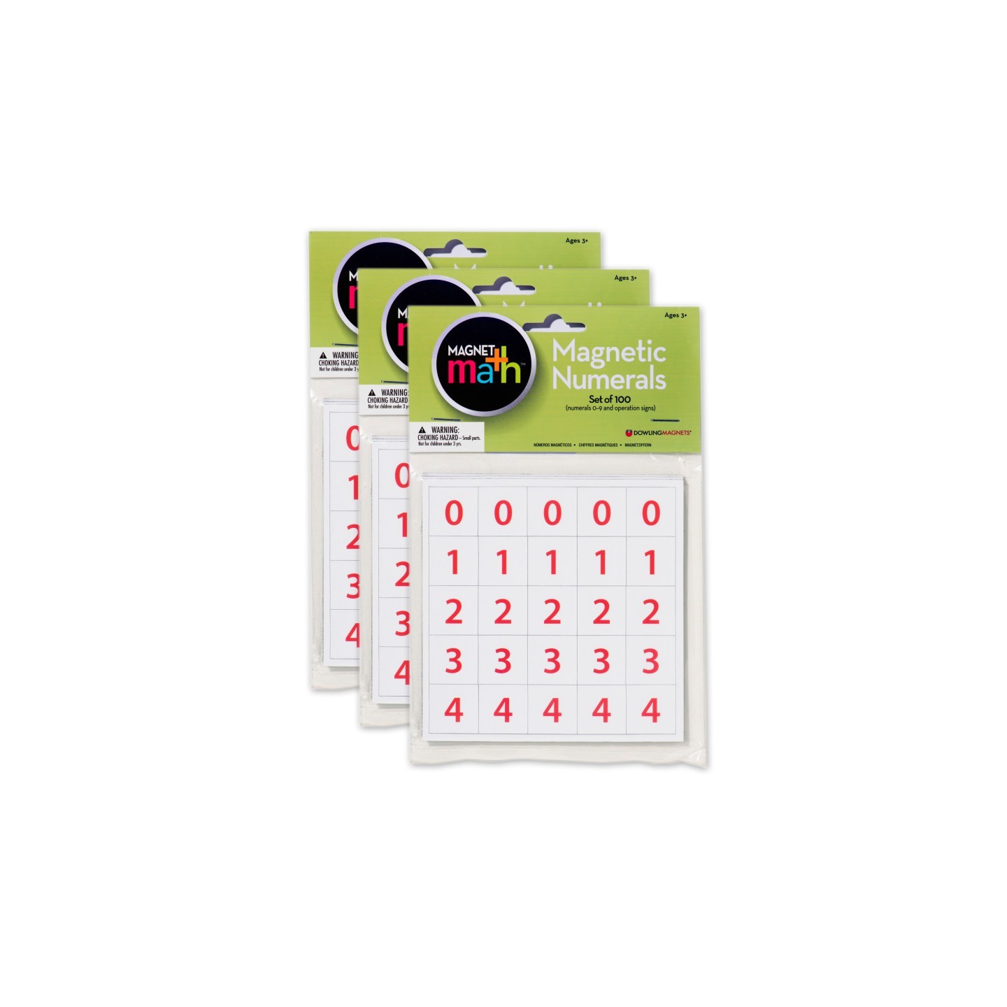 Dowling Magnets® Magnet Numerals Set, 100 Per Set, 3 Sets
