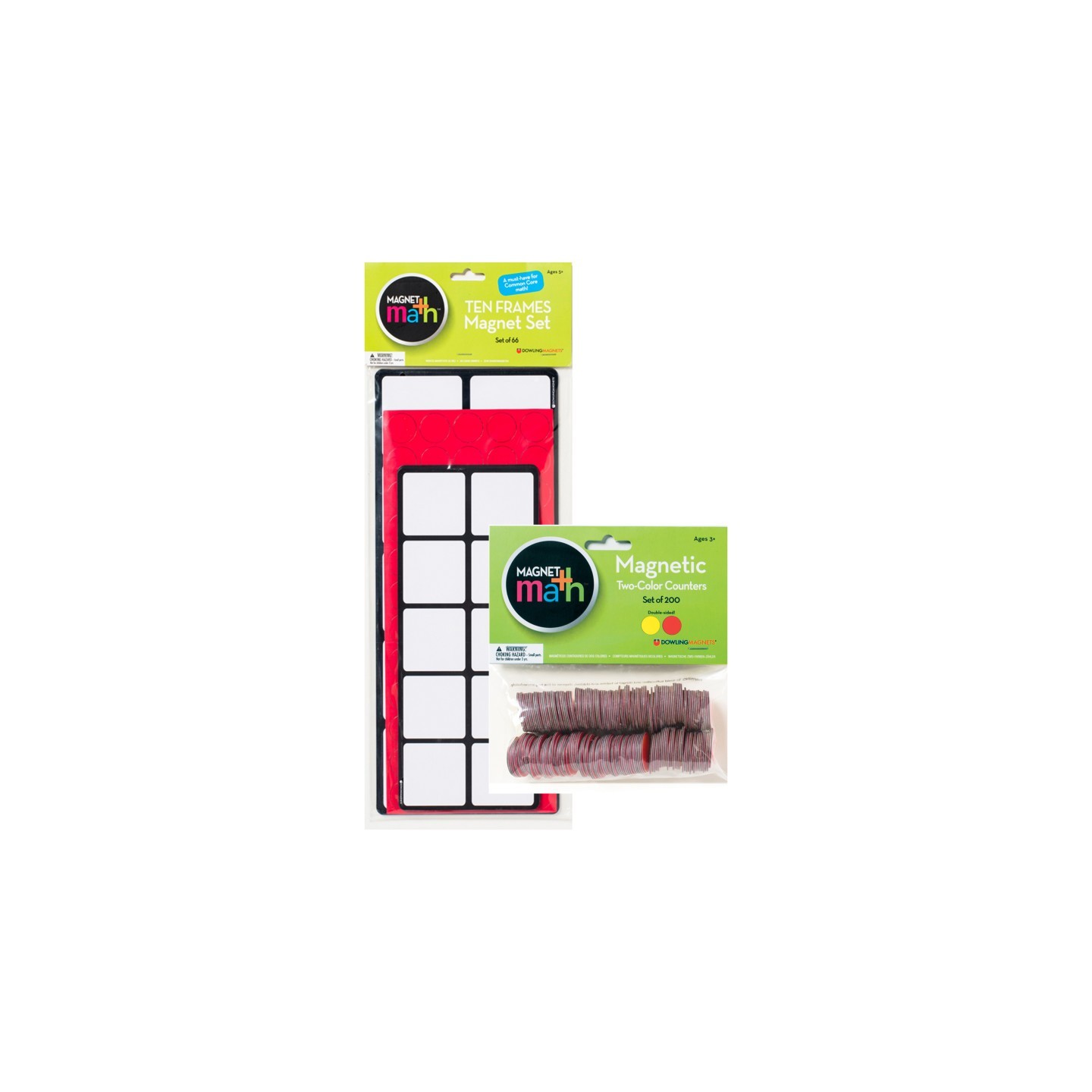 Dowling Magnets® Ten Frames Magnet Set with Extra Two-Color Counters Bundle