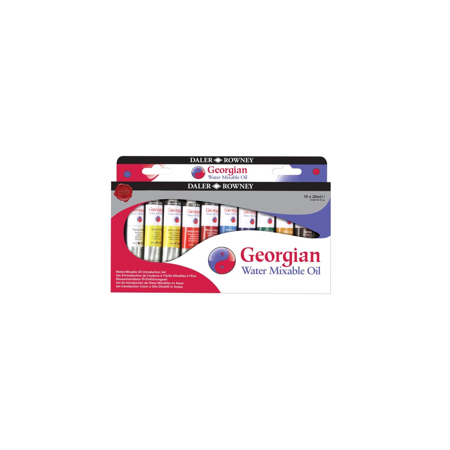Daler-Rowney Georgian Water-Mixable Oil Paint Introduction Set, Assorted Colors, 20ml, 10 Pieces