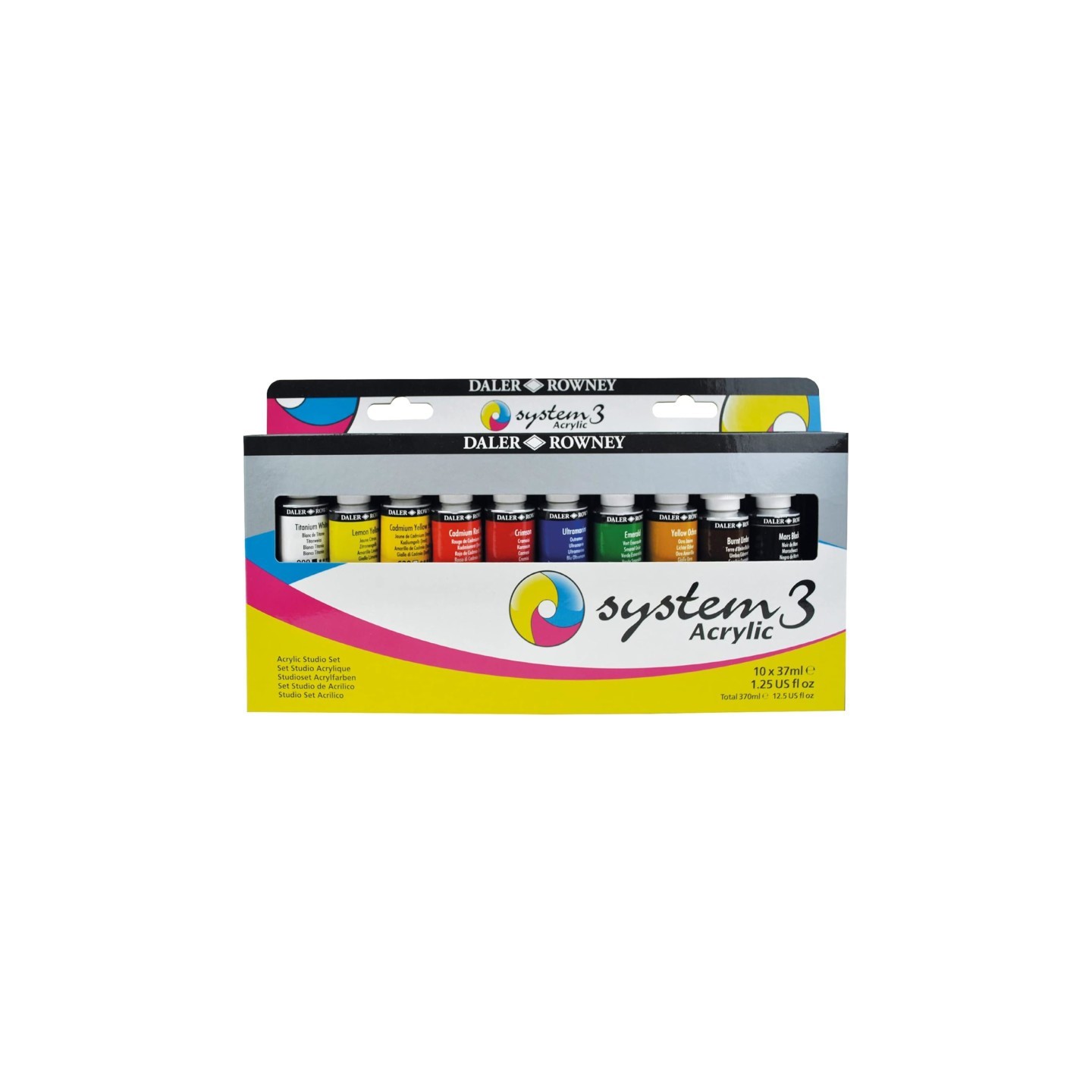 Daler-Rowney System3 Acrylic Paint Studio Set, Assorted Colors, 37ml, 10 Pieces