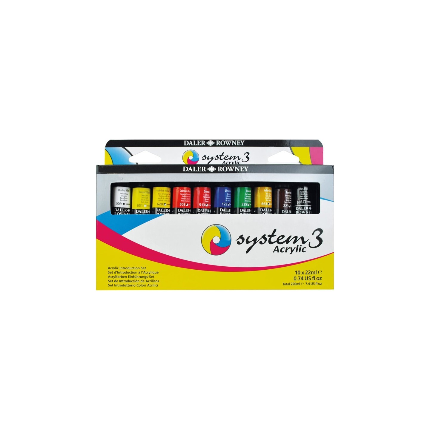Daler-Rowney System3 Acrylic Paint Set, Assorted Colors, 22ml, 10 Pieces